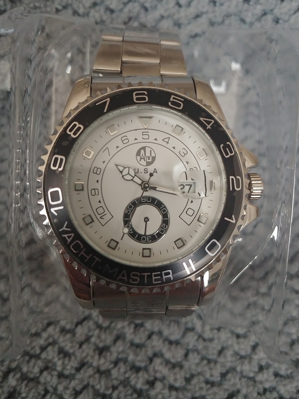 Silver Yacht-Master Style Men's Watch - White Dial - Picture 1 of 6